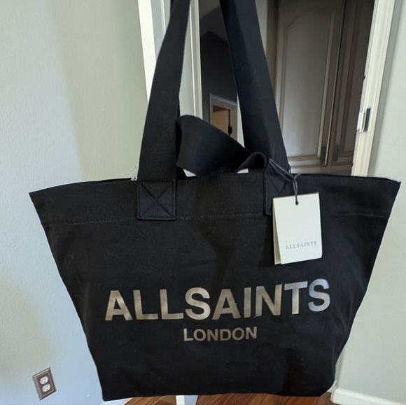All Saints London Acari Spacious Durable Canvas Logo Tote Nwt ❤️ - Picture 1 of 12